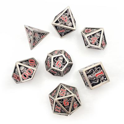 China DND Games Wholesale Metal Dnd Polyhedral Hollow D&D Dice Set Role Playing Custom Hollow Dice Set for sale