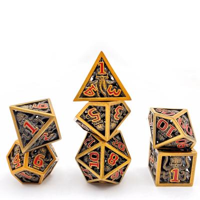 China DND Games Wholesale Polyhedral Hollow Dies Set DND D&D Role Playing Custom Hollow Metal Dice Dies for sale