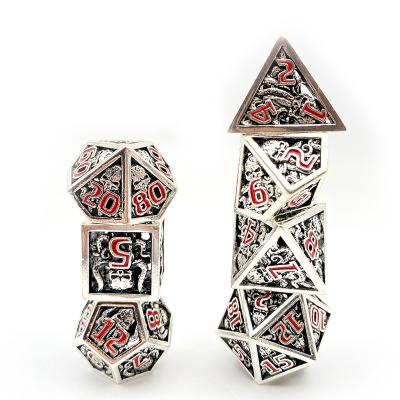 China Professional DND Games Maker Metal Dnd Dice Set D10 D6 D20 Polyhedral Custom Hollow Dies for sale