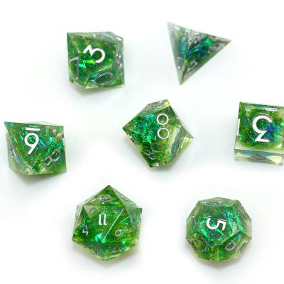 China DND Games Wholesale DND Polyhedral Dies Sets For D6 D8 D10 D20 Role Playing Game Custom Transparent Resin Green Dies for sale