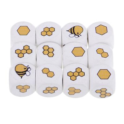 China DND Games Kid To Carve Natural Wood Round Dot 10-60mm Beads Bee D6 Hexagon Custom Pattern Corner Wooden Dies For Kids for sale