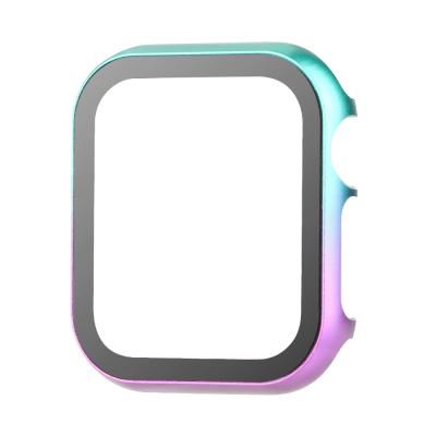 China Stainless Steel Rainbow Metal Screen Smart Watch Aluminum Cover Tempered Cover Device Case 44 42 40 38mm For Iwatch Series 6/SE for sale