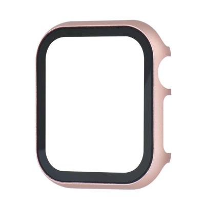 China Stainless Steel Compatible For Apple Watch 42mm Series 6/5/4/3/2/1 Screen Protector Tempered Glass With Hard Gold Case Full Coverage Accessories for sale