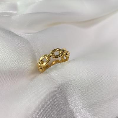 China CLASSIC bestseller 2021 gold chain Ring Fashion Jewelery Thick Gold Ring With Thick Links for sale