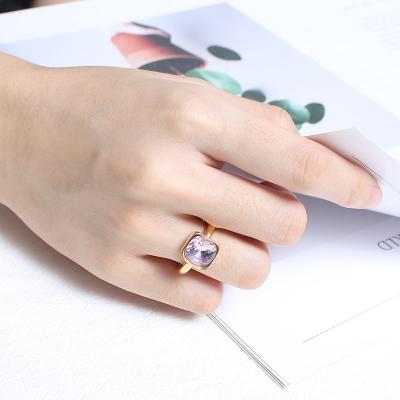 China Customized Multi-Color Zircon Ring Titanium Steel Colorful Stone Ring Minimalist Jewelry Chinese Factory CLASSIC Custom Made for sale