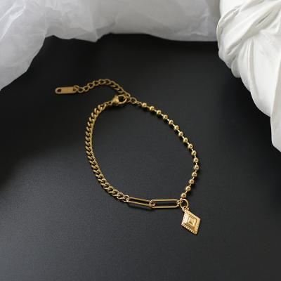 China FASHIONABLE Moge Ladies Jewelry Splicing Cuban Link Bead Clip Chain 316l Stainless Steel Charm Bracelet Woman for sale