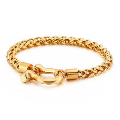 China FASHIONABLE Best Seller Keel Chain Bracelet Gold-Plated Stainless Steel Men's And Women's Bracelets With U-Shape Horseshoe Buckle for sale