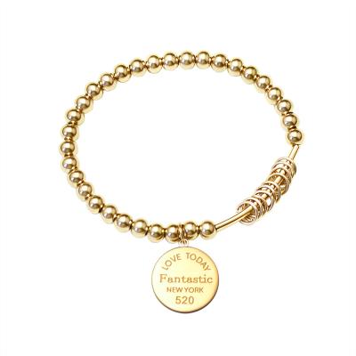 China TRENDY Popular Girls Bracelet 18K Gold Plated Stainless Steel Coin Jewelry Dangle Bracelet Women for sale