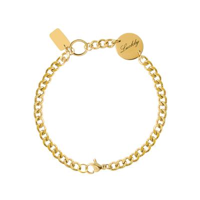 China Trendy Trendy Moge Lucky Coin Pendant Cuban Link Good Luck Jewelry Gold Bangle Designs For Ladies for sale