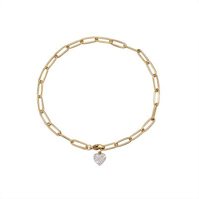 China TRENDY 18k Gold Plated Stainless SteelPaper Clip Chain Link Heart Shape Anklets Fashion Jewelry 2021 for sale