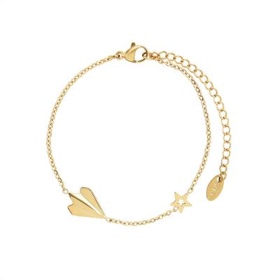 China Other Fashion Jewelry Paper Plane Necklace Bracelet Flat Five-pointed Stainless Steel Star Chain Jewelry for sale