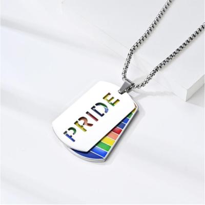 China Fashion TRENDY Jewelry Gay Necklace Jewelry Necklace Stainless Steel Rainbow Chain Pendant for sale