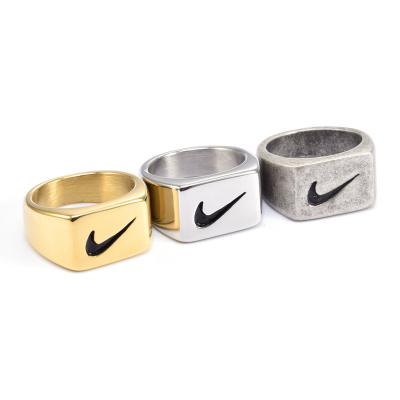 China 2021 CLASSIC Ring Street Hip-Hop Men And Women's Sports Stainless Steel Factory Price Central Institute of Statistics Simple Personality Ring for sale