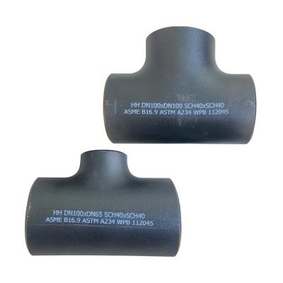 China Pipe Lines Connect ASME B16.9 Pipe Fittings 1.5 Inch Carbon Steel Butt Weld Equal Seamless Tee for sale