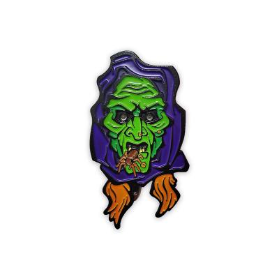 China Mental North America Halloween Brass Badge with LED Light Lapel Custom Pins Gently Enamel Luminous Badge for sale