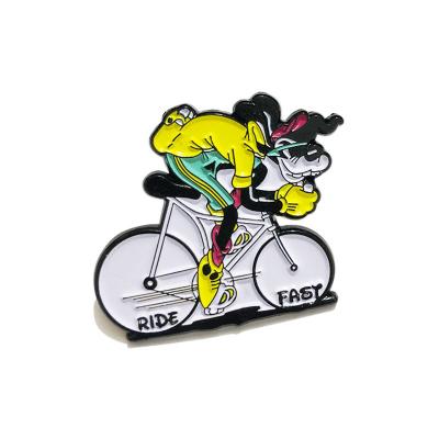 China Custom Made Soft Enamel Badges Memorabilia North America Bicycle Shape Design With Quick Ride Logo Cartoon Lapel Bages Cute Lapel Pins for sale