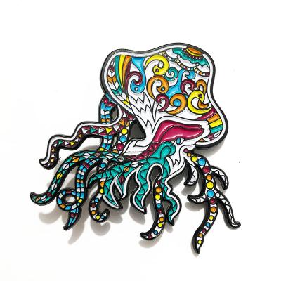 China Hot Selling Pin Personalize Custom Metal Craft North America Colorful Soft Lapel Cartoon Octopus Shape Cute Badges for sale