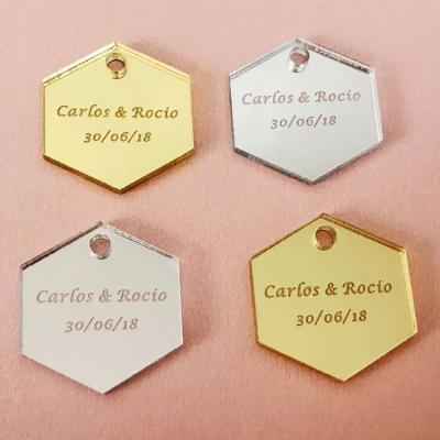 China Can Use For Gift Personalized Engraved Baby Baptism Hangs Hexagon Wedding Gift Tags Customized Tag Hexagon Tag Party Decorations for sale