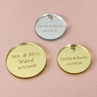 China Can Use For Hanging Tag Personalized Engraved Round Baby Shower Gift Tags Gift Tags Candy Box Gift Tag Mirror Gold Silver 3cm Wedding for sale