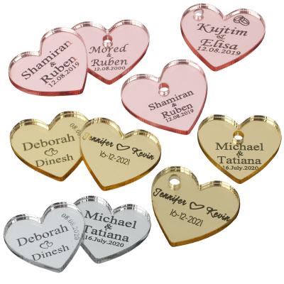 China Can Use For Gift Personalized Mr And Mrs Mirror Tag Engraved Love Heart Tags Wedding Baby Shower Favors Table Decorations 25mm for sale