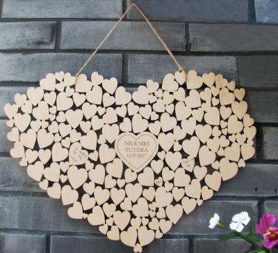 China Can use for guestbook Personalized Engraved Heart Wedding Guestbook Alternative Hanging Heart Wedding Guest Book Unpainted Hearts in 0.4 Inch-1.4 Inch for sale