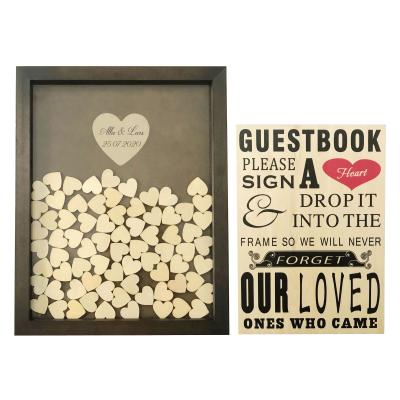 China Can use for wedding guestbook personalized alternative wood drop top box rustic Guestbook view with sign 