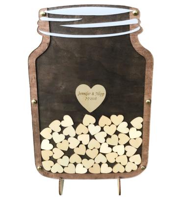 China Can use for Guestbook Personalized Engraved Rustic Brown Mason Jar Wedding Guest Book Drop Box Alternative Baby Shower Favors Guestbooks 40x26cm for sale