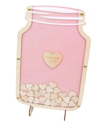 China Can use for guestbook Personalized Engraved Pink Mason Jar Wedding Guest Book Drop Box Alternative Baby Shower Favors Guestbooks 40x26cm for sale