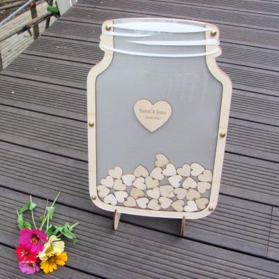 China Can use for Gray Mason Jar Wedding Guestbook Personalized Engraved Guest Book Drop Box Alternative Baby Shower Favors Guestbooks 40x26cm for sale