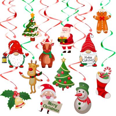 China Christmas Door Decoration Ornaments Hanging Hanging Decoration Santa Claus Snowflake Christmas Ornaments Xmas Explosive Spiral Party Christmas for sale