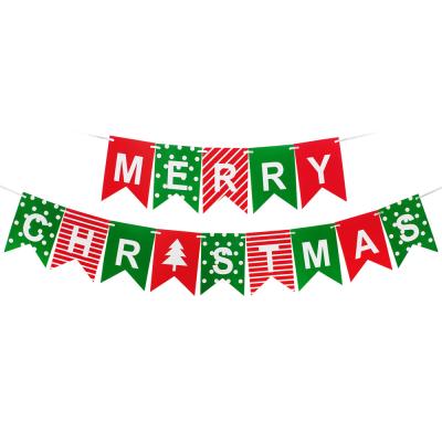 China Christmas Tree Decoration Ornaments Striped Christmas Paper Flags Christmas Window Hotel Stage Decorations Bunting Manufacturers Christmas Tree Hanging Flags for sale