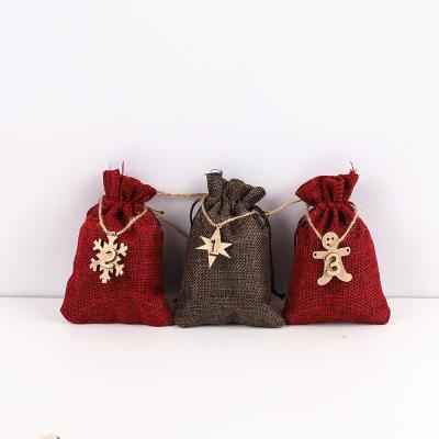 China Christmas Gifts 1-24 Advent Calendar Bags Paper Gift Bag Canvas Christmas Bags Hanging Candy Bag Christmas Tree Ornaments for sale