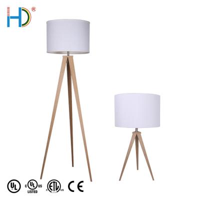 China Contemporary UL Listed Contemporary Wooden Tripod Floor Lamp For Living Room for sale