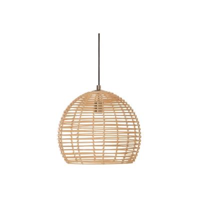 China Modern Most Favorable China Market Round Rattan Shade Pendant Lamp Light Woven Rustic Cage Led Chandelier for sale