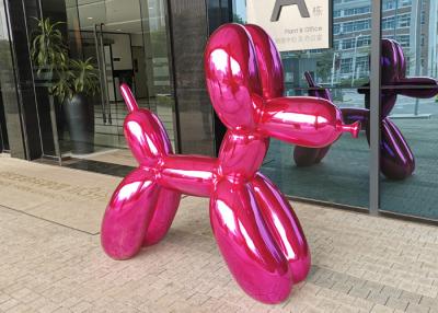 China Modern Art Hot Pink Balloon Dog Resin Outdoor Fiberglass Sculpture for sale