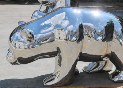 China Contemporary Mirror Stainless Steel Bear Sculpture 55cm Height for sale