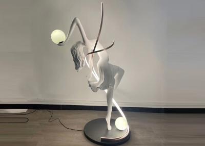 China Garden And Home Decoration Painted White Woman Stainless Steel Sculpture With Lights for sale