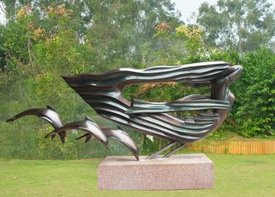 China Delphin-Frauen-Bronze-Skulpturen im Freien, große moderne Bronzeskulptur zu verkaufen