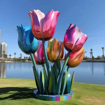 China Giant Landmark Dcorative Outdoor Flower Bud Stainless Steel Sculpture for sale