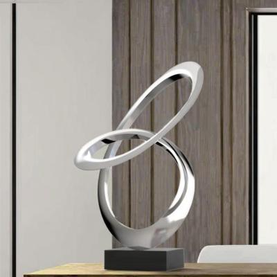 China Contemporary Mirror Polished Stainless Steel Abstract Sculpture Modern Metal Crafts Art for sale