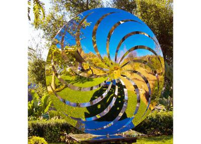 China 200 Cm Diameter Mirror Polished Windmill Sculpture Stainless Steel For Garden for sale