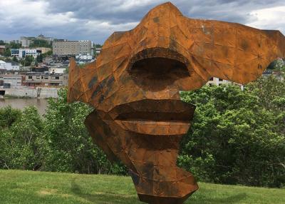 China Rusty Corten Steel Face Sculpture im Freien für Landschaft zu verkaufen