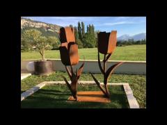 Garden Art Corten Steel Sculpture , Metal Sculpture Art 200cm Height