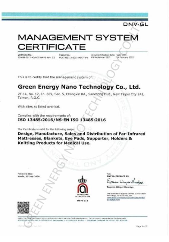 ISO13485 - GREEN ENERGY NANO TECHNOLOGY CO., LTD.