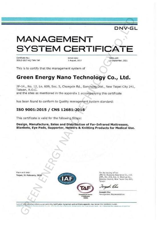 ISO9001 - GREEN ENERGY NANO TECHNOLOGY CO., LTD.