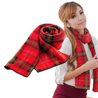 China Reusable Nano Fiber Winter Plaid Fashion Thermal Passionate Neck Wrap Physiotherapy Period Pain Relief Device Far Infrared Square Scarf for sale