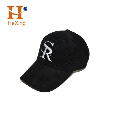 China JOINT Unisex Corduroy Baseball Cap Black 6 Panel Design Fashion Corduroy Custom Hat for sale