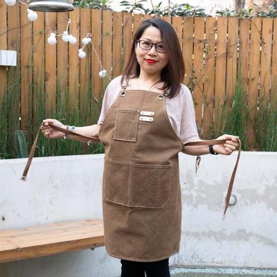 China KEFEI Barber Duck Canvas Apron With Pockets Barbering Durable Custom Waxed Hair Salon Hairdressing Aprons for sale