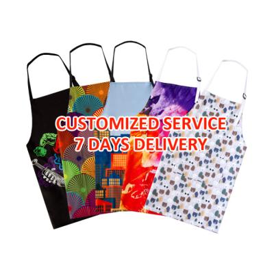 China 100% Eco-friendly Waterproof Custom Kitchen Aprons KEFEI Logo Print Apron Customized Polyester With Logo for sale