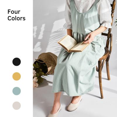 China 2020 Hot Sale AZO FREE Ready Stock Kitchen Cooking Pinafore Korea Cotton Japanese Linen Apron for sale